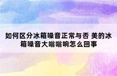 如何区分冰箱噪音正常与否 美的冰箱噪音大嗡嗡响怎么回事